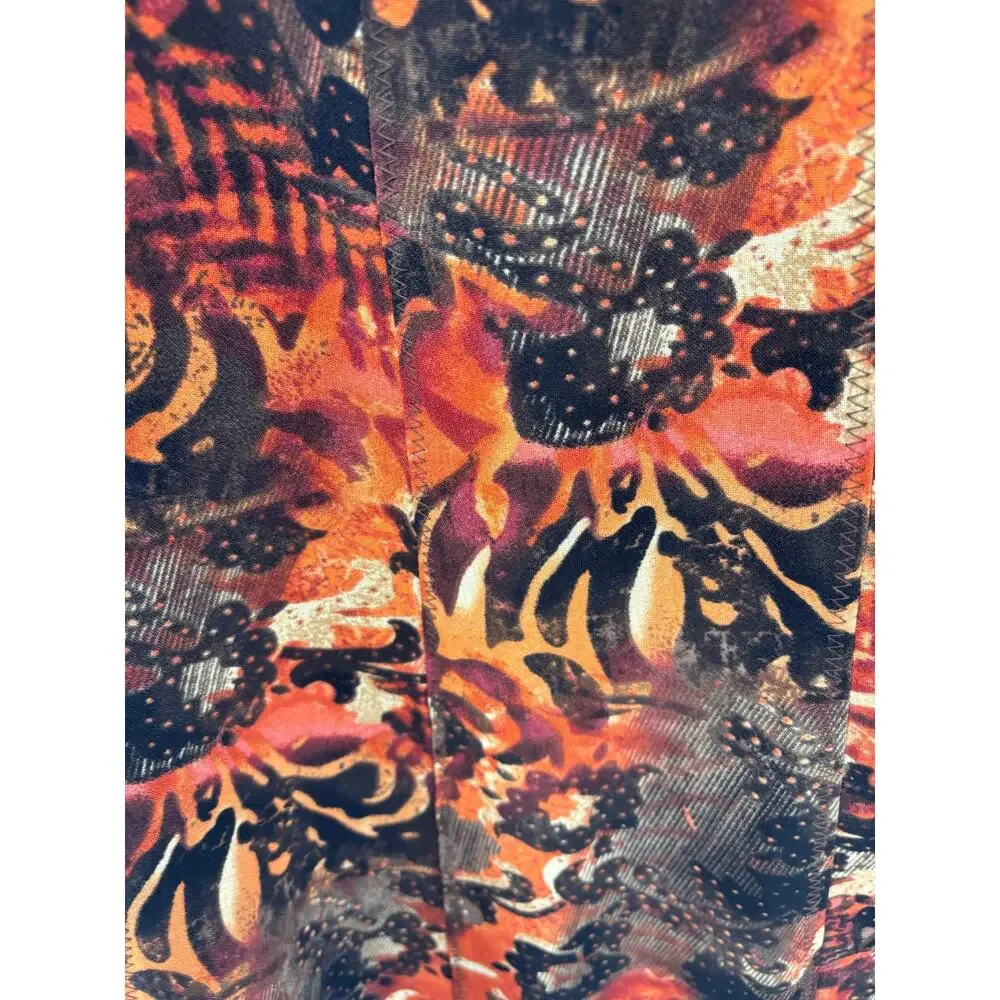 Vtg 90s Patchwork Animal Print Midi Skirt XL Pull On Abstract Boho Artsy Earthy